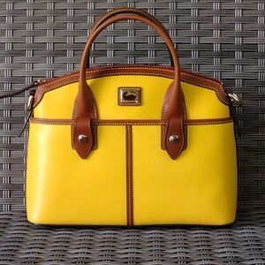 Dooney & Bourke Yellow Brown Satchel with Structured Design
